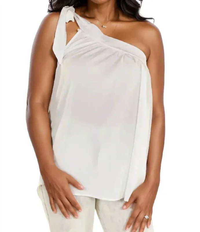 Bliss Tie Shoulder Top In White Daily Essentials