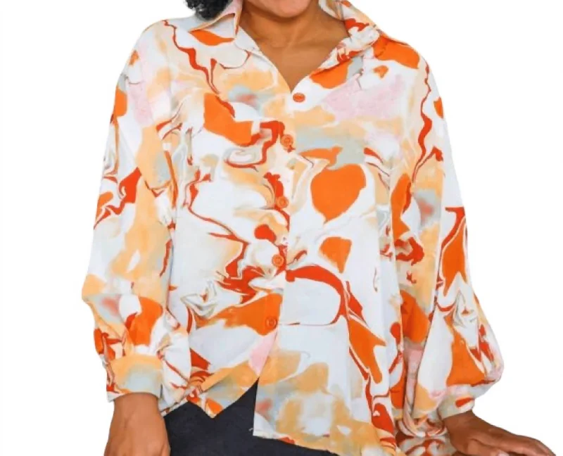 Bloom Sleeve Floral Top In Orange Shop Our Looks