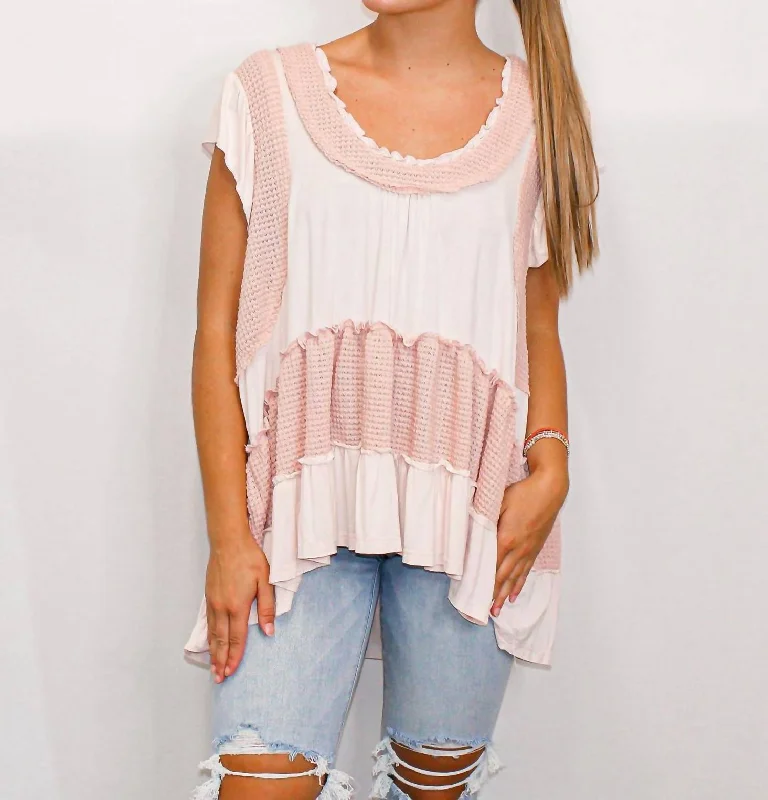 Blushing Over You Top In Cream/blush Spring Fashion