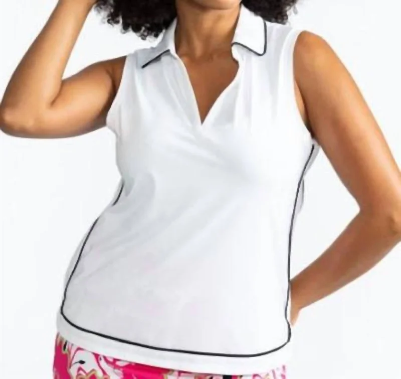 Bogey Round Sleeveless Golf Top In White Hot Styles