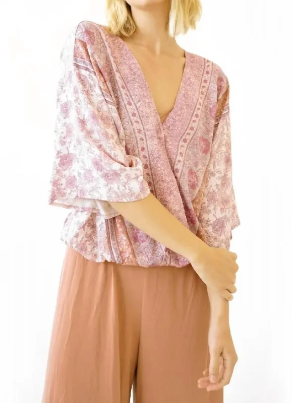 Boho Wrap Blouse In Lavender Season Appropriate Women's Collection