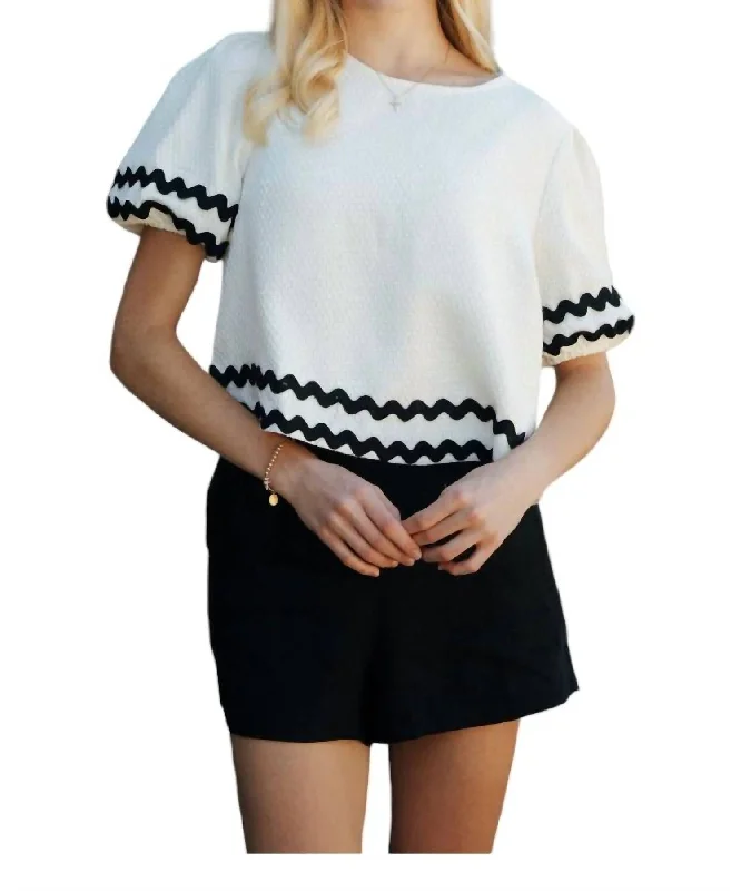 Boucle Ric-Rac Top In White Clearance Sale, All Cheap