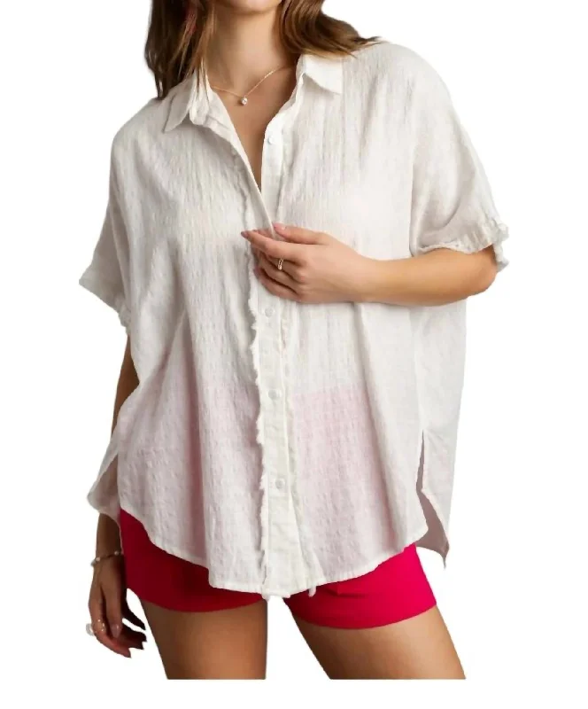 Boynton Beach Button Down Top In White Trending Items