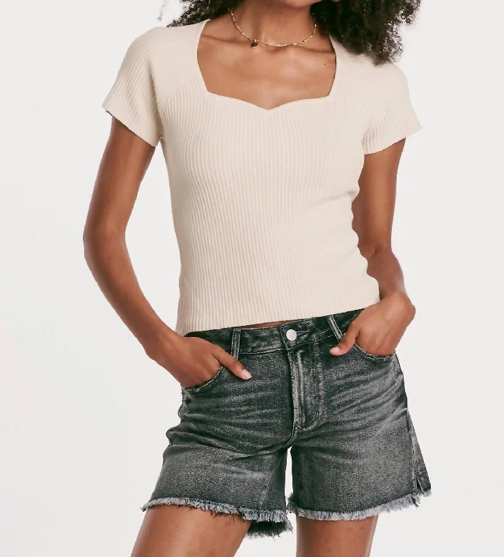 Bria Sweetheart Neck Rib Top In Birch Limited Stock, Big Discounts