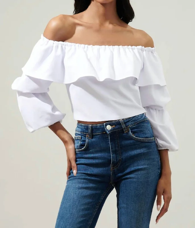 Briar Off Shoulder Cropped Top In White Style Your Wardrobe