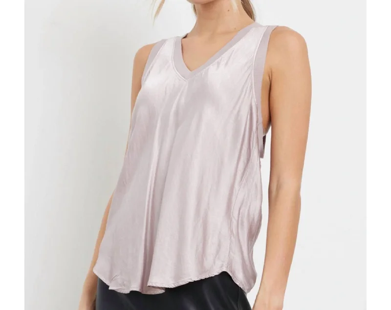 Bridget Silky Racer Tank Top In Iris Limited Styles