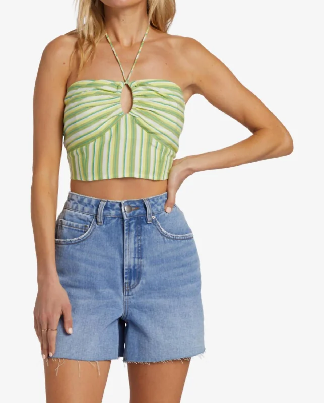 Bright Side Halter Top In Palm Green Elevated Style