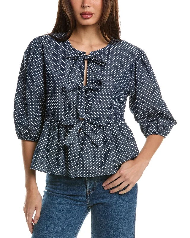 Brook + Lynn Tie Front Blouse Summer Fashion