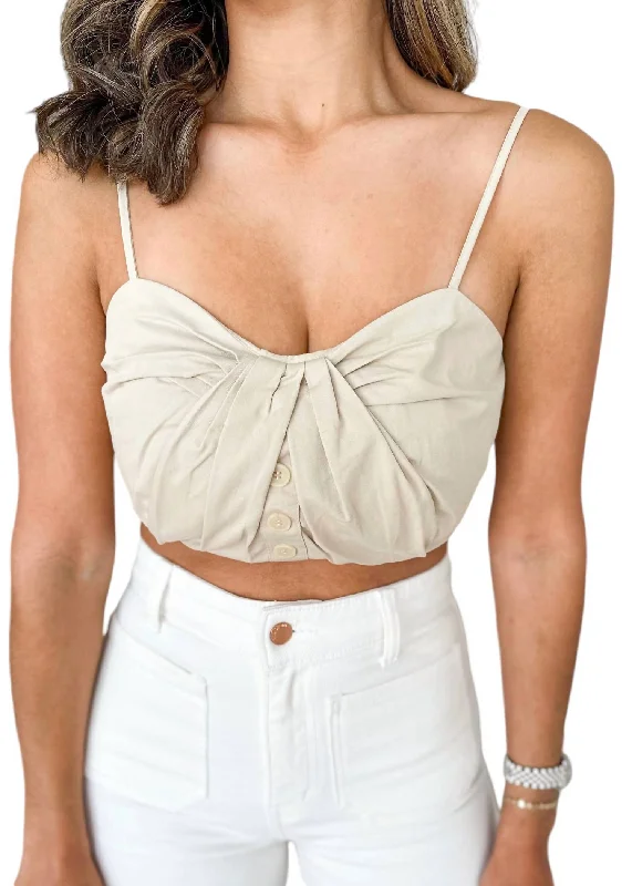 Brooke Crop Top In Beige Odd Size Clearance Sale