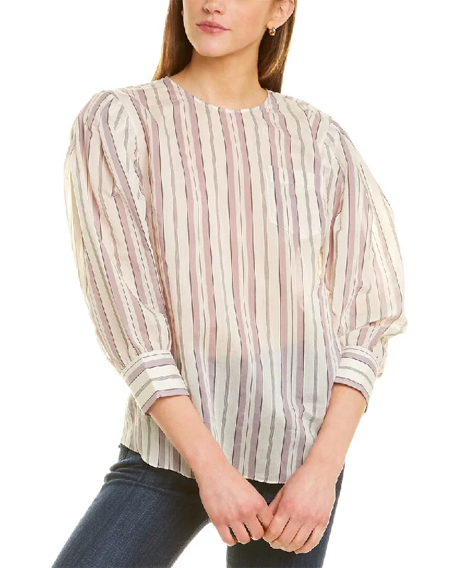 Brunello Cucinelli Striped Silk-Blend Shirt Now On Sale For Chic Urban Styles