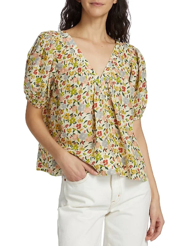 Bungalow Silk Top In Floating Petals Floral Everyday Basics