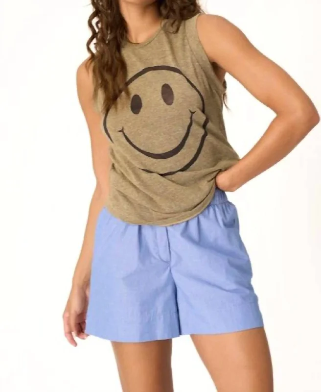 Burnout Smiley Tank Top In Iced Coffee Exclusive Deals Online