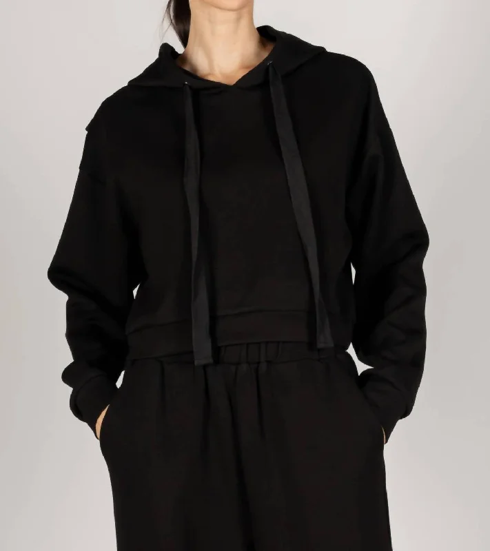 Butter Modal Cropped Hoodie In Black Discover Promotions