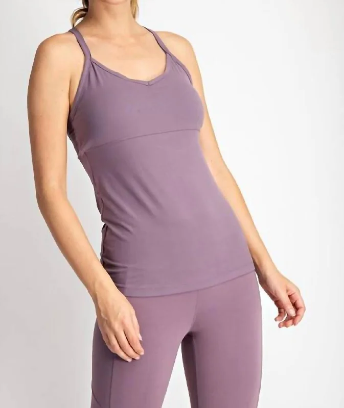 Butter Soft Padded Tank Top In Frosted Mulberry Trendy Pulse