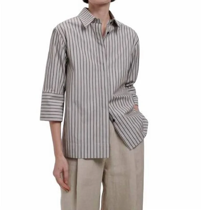 Button Down Shirt In Brown Stripe Timeless Elegance Redefined