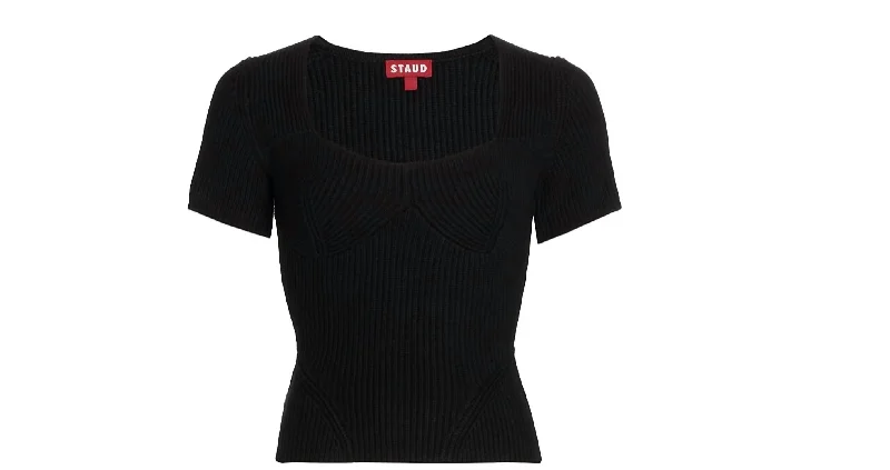 Buxton Bustier Style Rib Knit Top In Black Effortless Sophistication