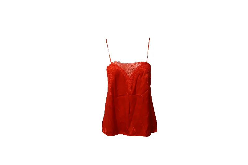 Cami NYC Lace Camisole in Red Silk Parisian Effortless Chic Style