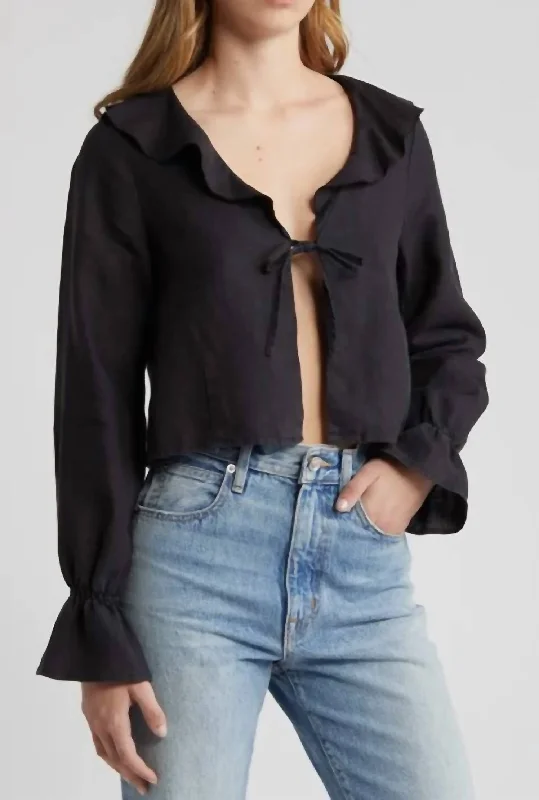 Camila Ruffle Top In Black Comfortable Clothes