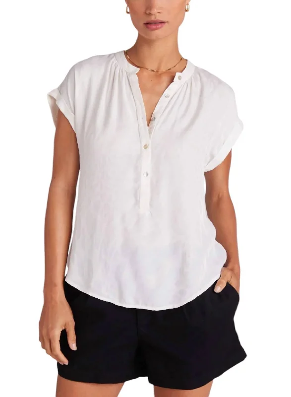 Cap Sleeve Henley Top In Off Wht Limited Edition