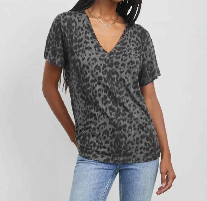 Cara Umber Leopard Top In Dark Grey Fashion Sale