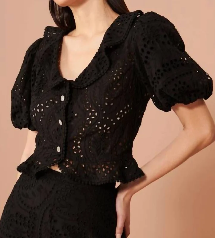 Carine Lace Top In Black Feminine Elegant