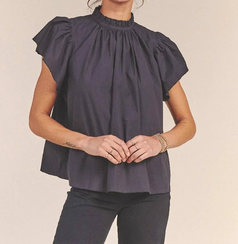 Carla Highneck Shirt In Black Trend Setting Threads