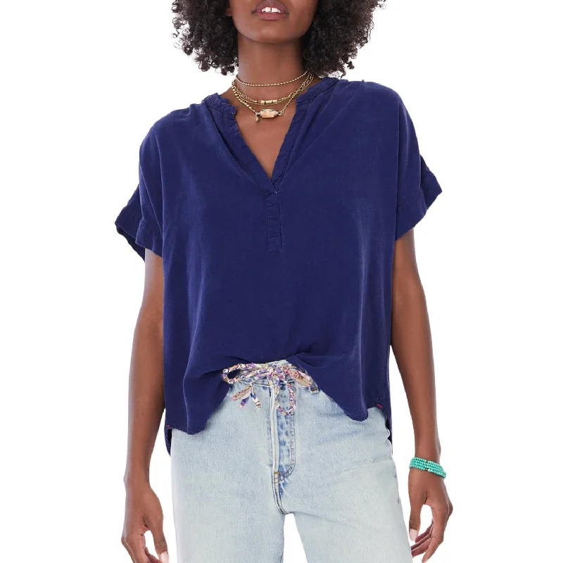 Carleigh Top In Washed Indigo Elegant Details