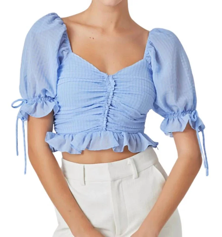 Carlie Top In Powder Blue Trendy Styles