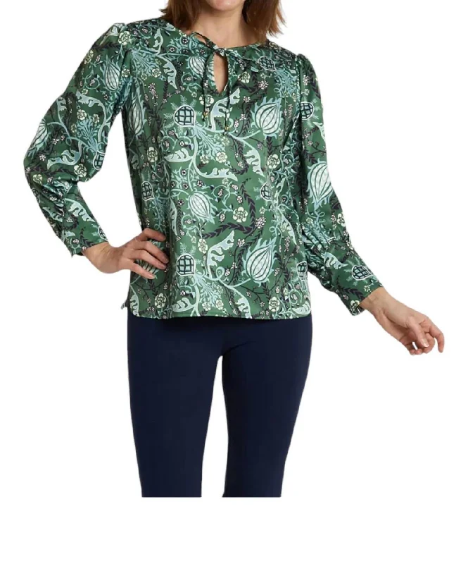 Carmen Top In Frolic Hunter Green All Season Fashion Collection