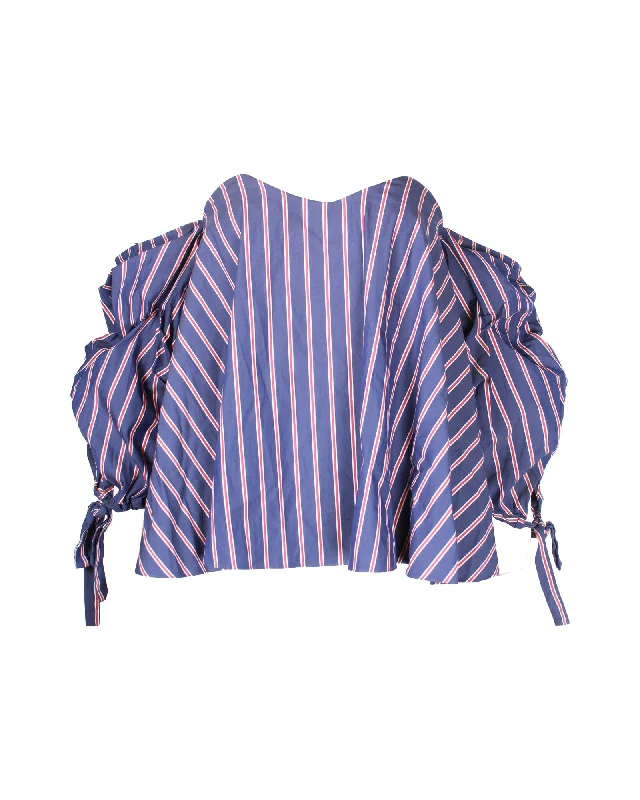 Caroline Constas Gabriella Off-Shoulder Top in Blue Cotton Fashion For Every Occasion