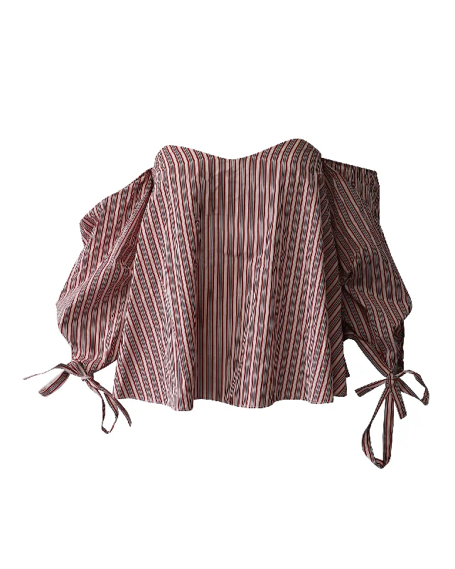 Caroline Constas Striped Off-The-Shoulder Blouse in Multicolor Cotton Chic And Edgy