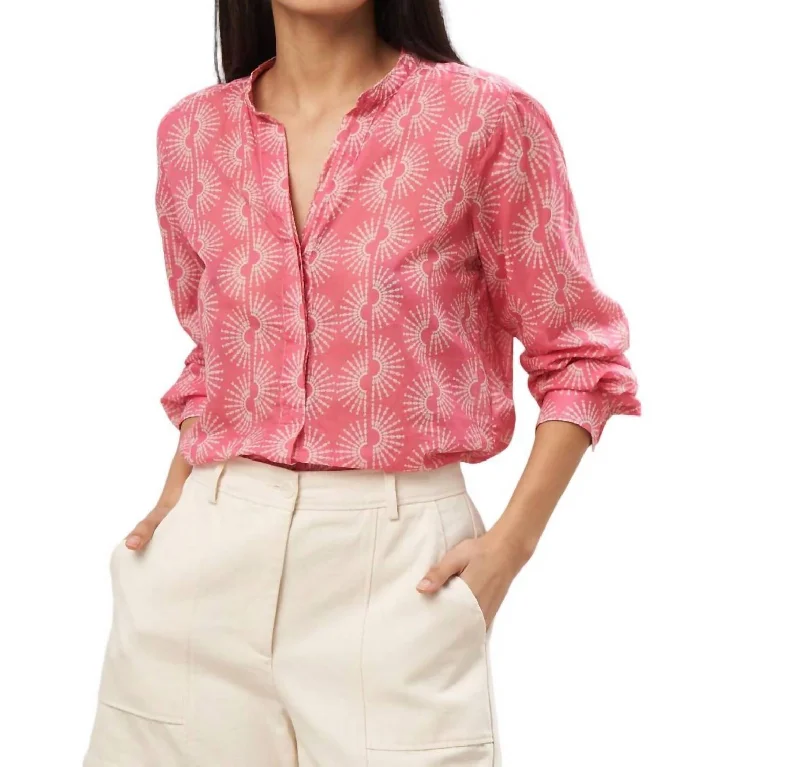 Cartoon Woven Shirt In Pink Flash Sale, Don't Miss