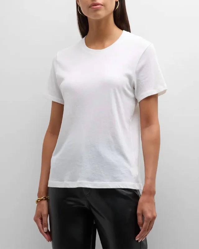 Cashmere Loose Short Sleeve Tee In White Casual Chic