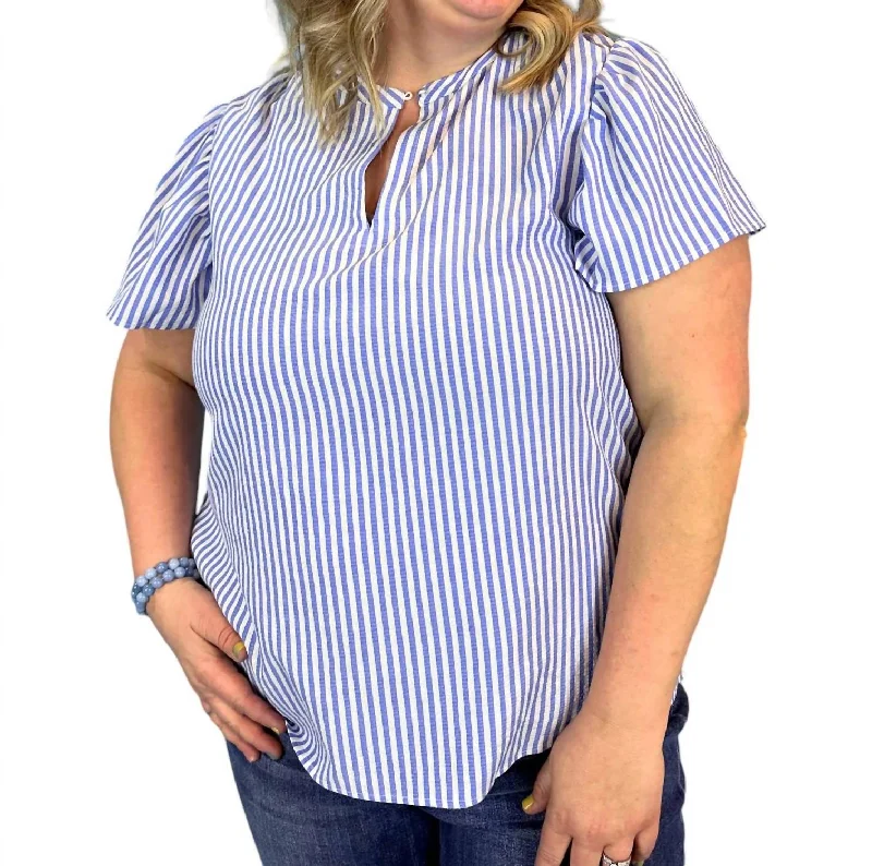 Cassie Stripe Blouse In Blue Effortless Style, Endless Impact