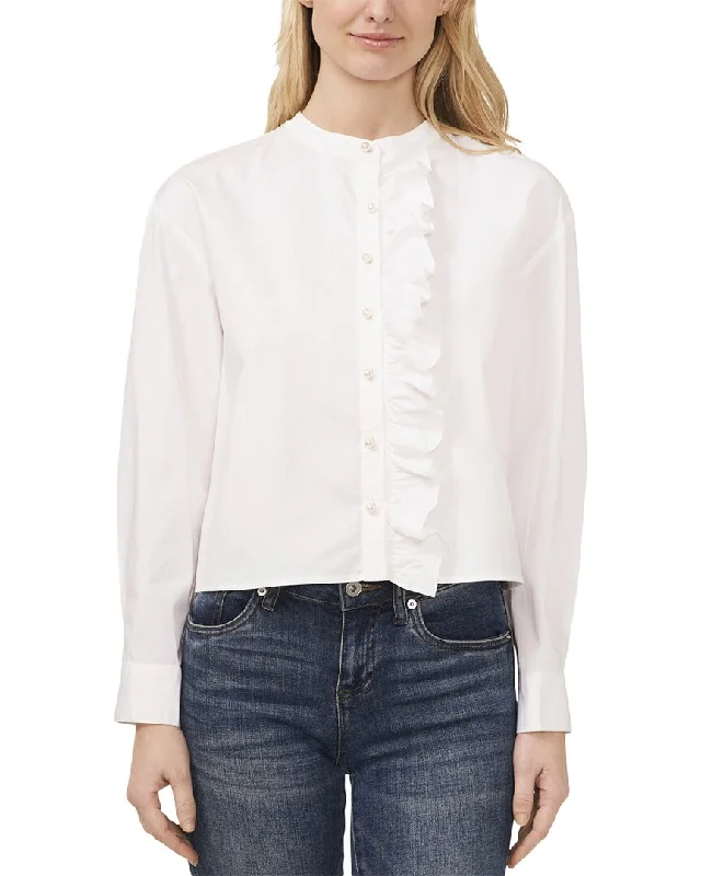 Cece Cropped Button Down Blouse Discounts On Casual Weekend Styles