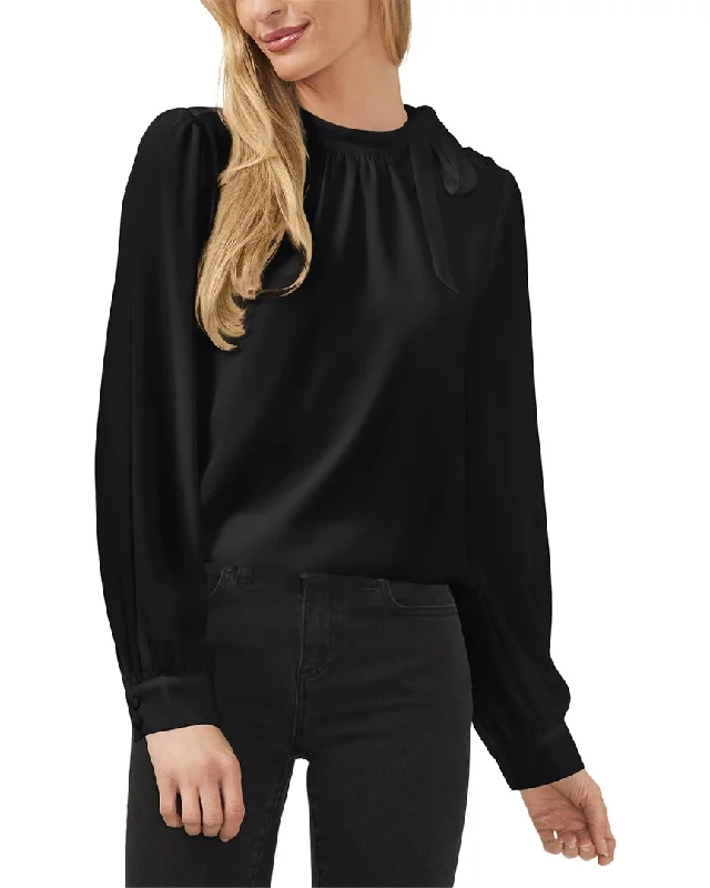 Cece Tie Neck Button Shoulder Top Holiday Sale