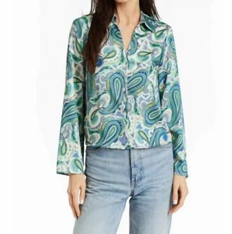 Celine Paisley Blouse In Turquoise Seasonal Fashion