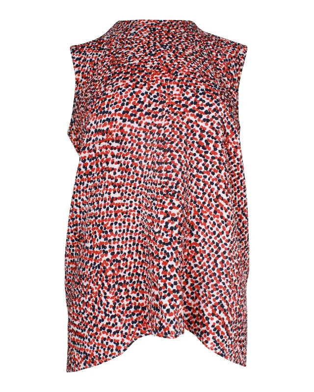 Celine Sleeveless Polka Dot Top in Red Silk Trendy Aesthetics