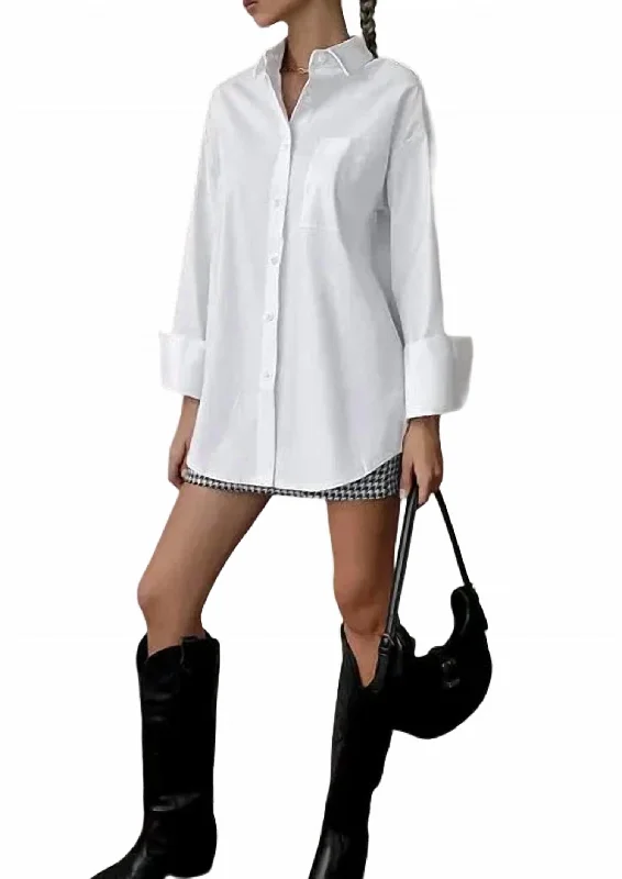 Chance Oversize Shirt In White Classic Timeless Elegant Style