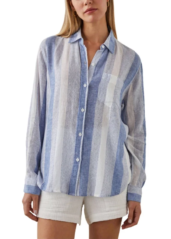 Charli Button Down Top In Nevis Stripe Budget Friendly