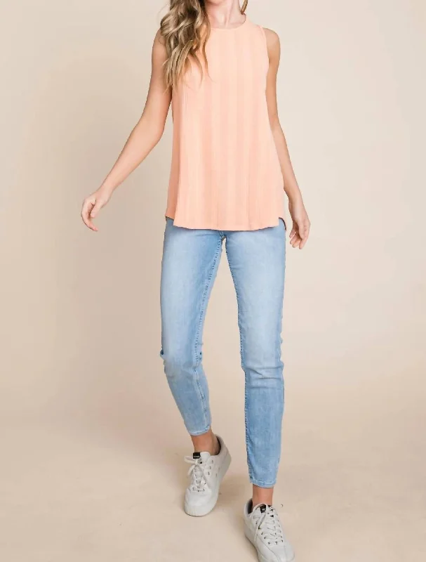 Chic Knit Tank In Coral Bold Silhouette