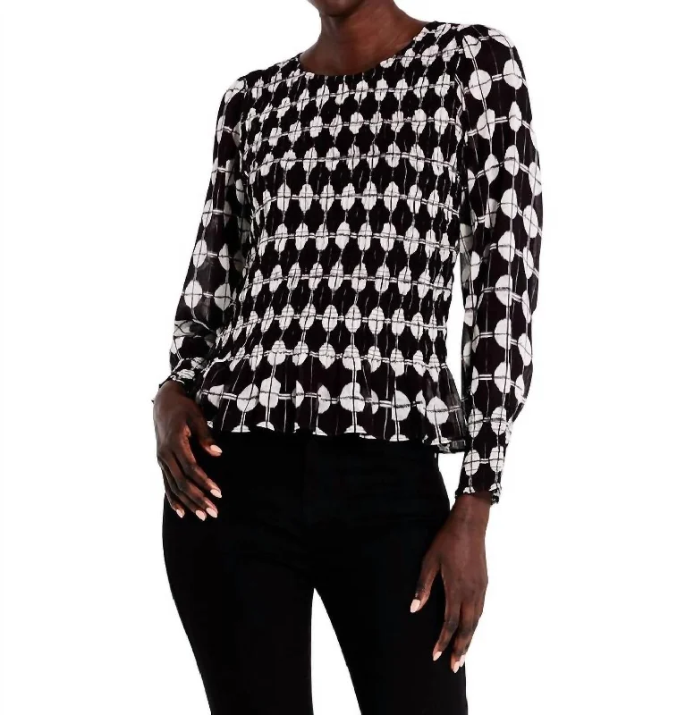 Chiffon Dot Top In Black Multi Seasonal Trend