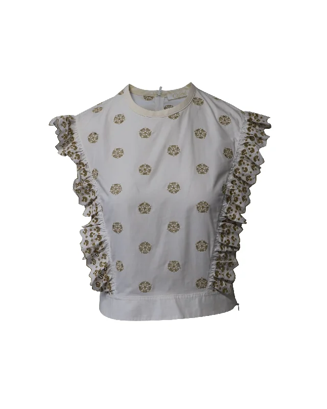 Chloe Broderie Anglaise Crop Top in White Cotton Your Timeless Wardrobe Awaits