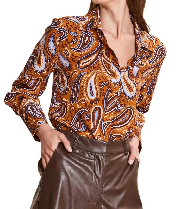 Chloe Silk Paisley Shirt In Multi Relaxed Style