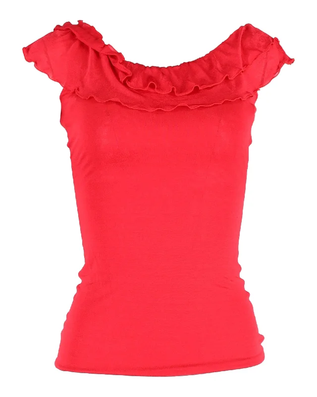 Christian Dior Ruffled Top in Red Viscose Hot Styles