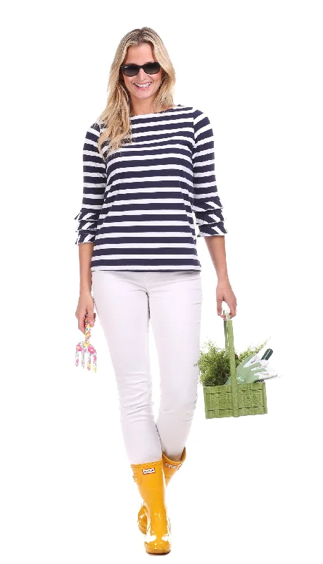 Claire Top in Navy & White Stripe Exclusive Discount