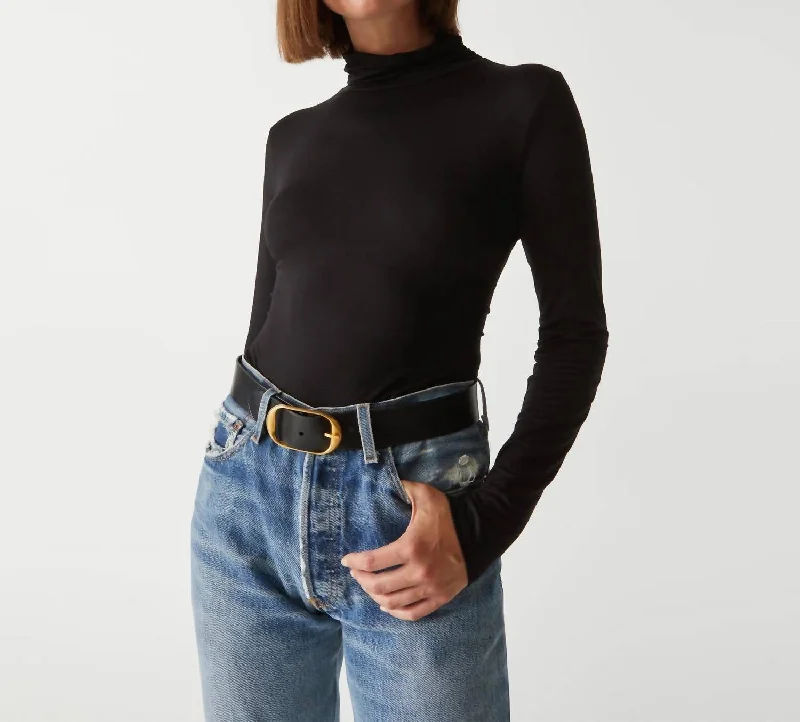 Clara Ruched Turtleneck Top In Black Style Upgrade