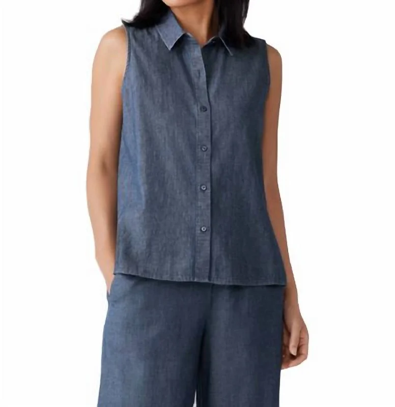 Classic Collar Shirt In Denim Flash Sale