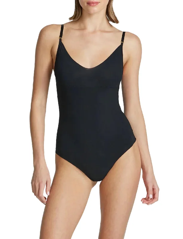 Classic Control Bodysuit In Black Feminine Flow