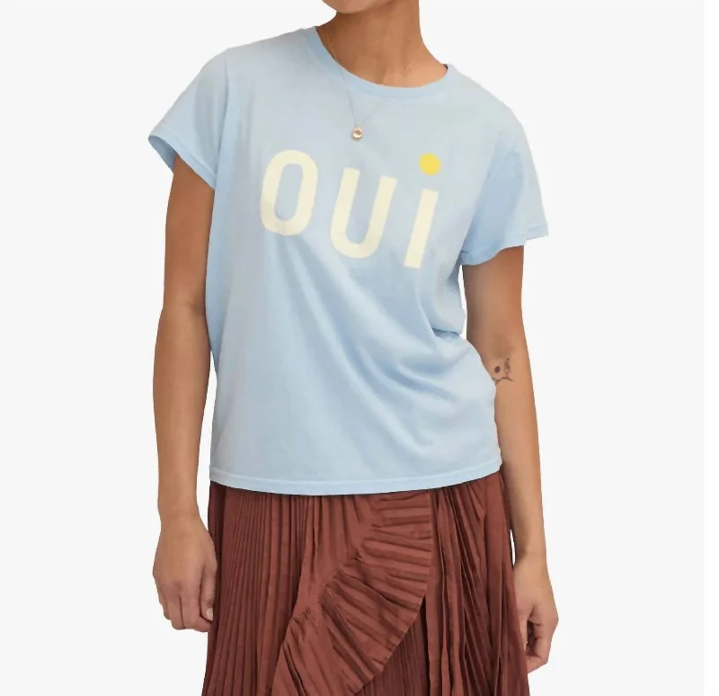 Classic Tee In Light Blue W/ Cream & Yellow Oui Effortless Style, Endless Impact